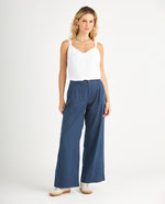 Pantalón de bota recta amplia para mujer - Azul