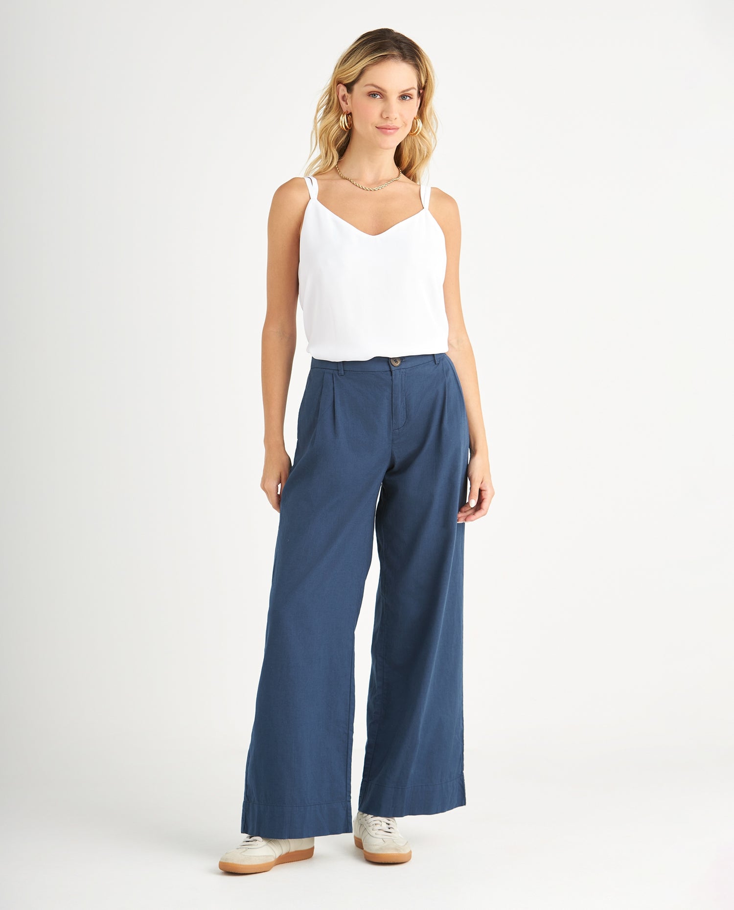Pantalón de bota recta amplia para mujer - Azul