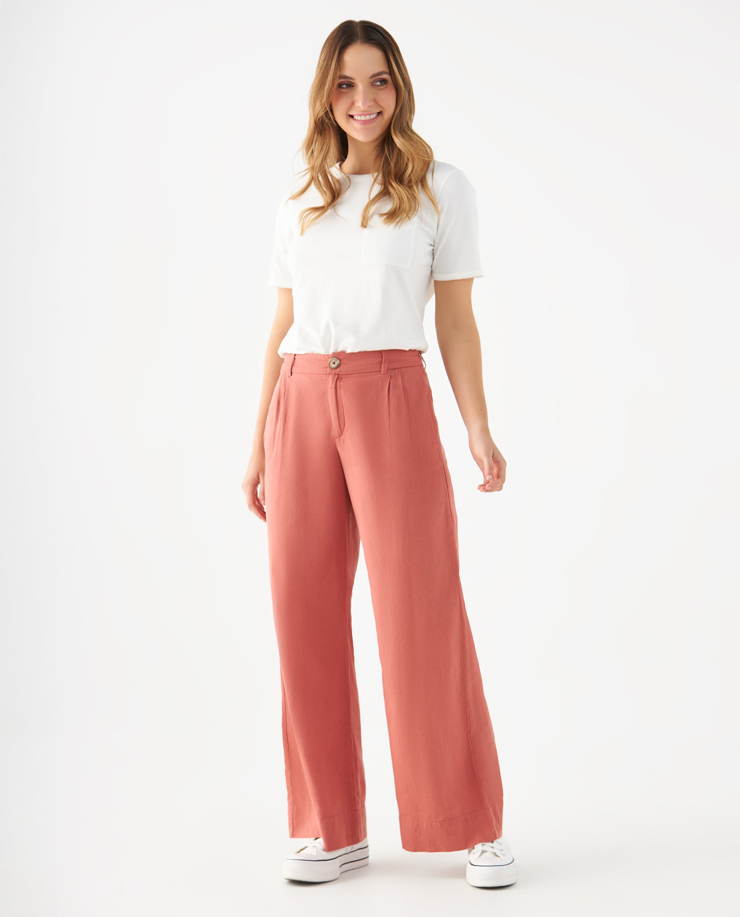 Pantalón de bota recta amplia para mujer - Rojo