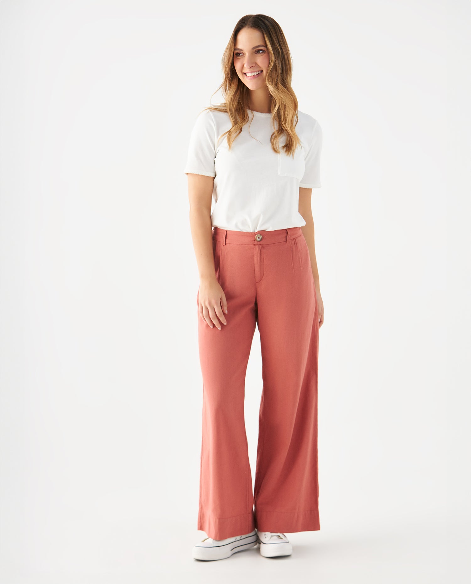 Pantalón de bota recta amplia para mujer - Rojo