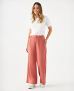 Pantalón de bota recta amplia para mujer - Rojo