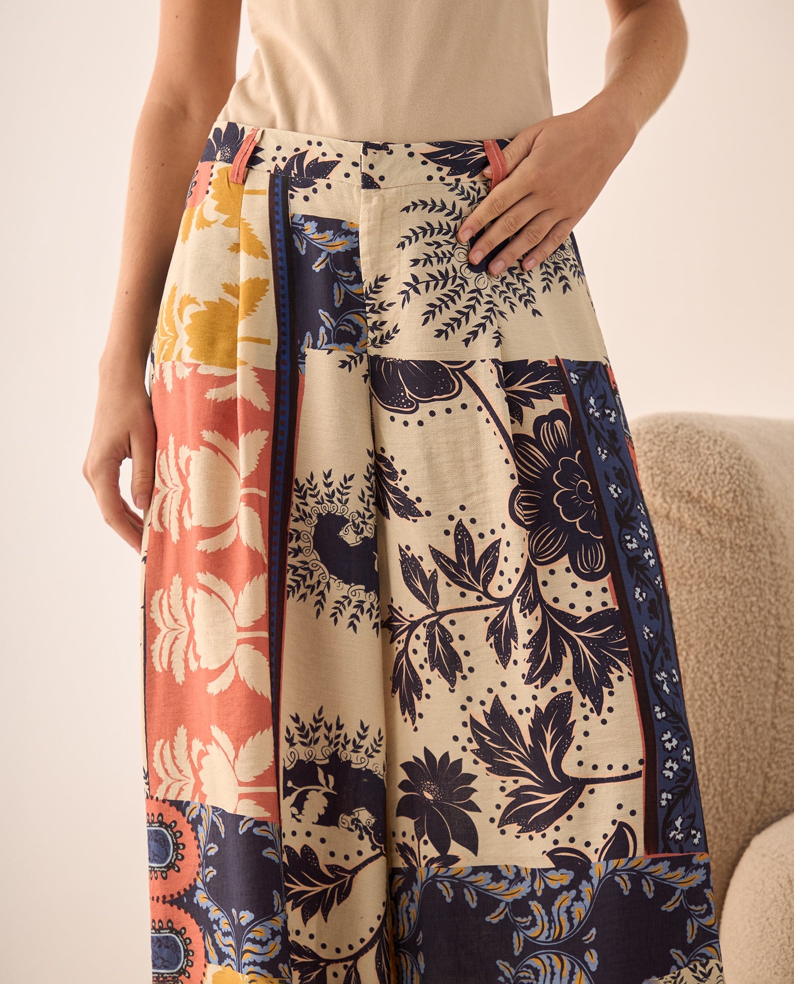 Pantalón Wide Leg Patchwork Multicolor - Blanco 34_639G002_BLA110601_4