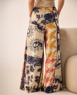 Pantalón Wide Leg Patchwork Multicolor - Blanco