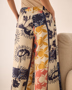 Pantalón Wide Leg Patchwork Multicolor - Blanco
