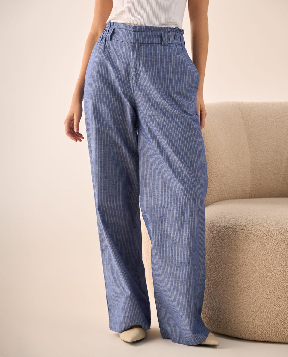 Pantalón Wide Leg con Rayas Verticales - Azul 34_639G003_AZU173936_3