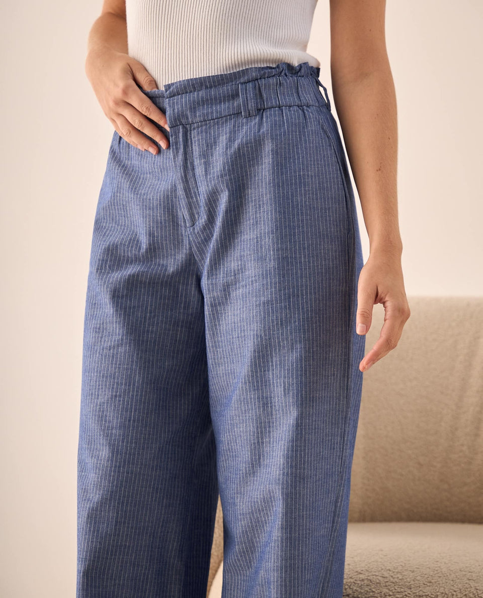 Pantalón Wide Leg con Rayas Verticales - Azul 34_639G003_AZU173936_4