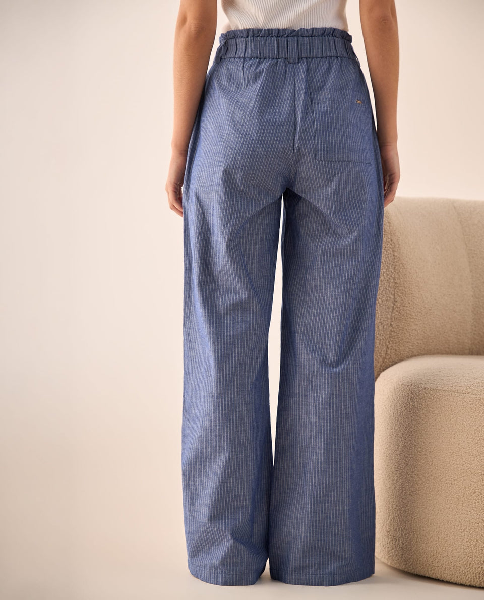 Pantalón Wide Leg con Rayas Verticales - Azul 34_639G003_AZU173936_5