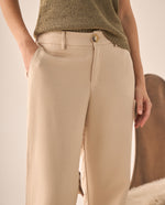 Pantalón Beige con Mezcla de Lyocell y Lino - Beige