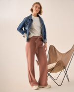 Pantalón Wide Leg con Cinturón Marrón - Café