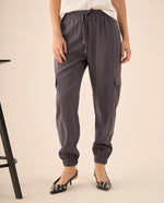 Pantalón Cargo con Cintura Elástica - Gris