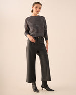 Pantalón Wide Leg Negro Tiro Alto - Negro