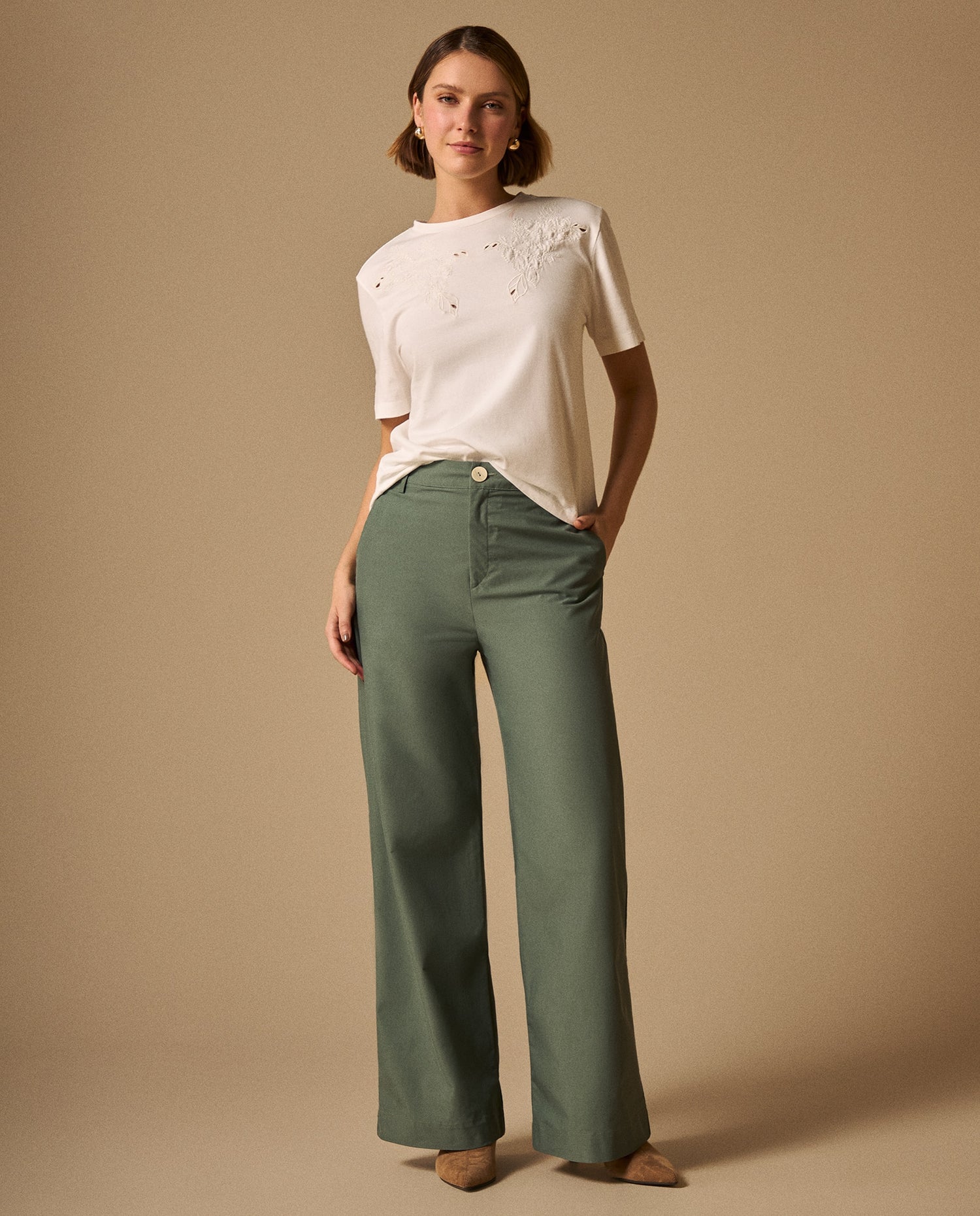 Pantalón Wide Leg con Caída Natural - Verde