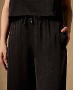 Pantalón Wide Leg con Cordón Ajustable - Negro