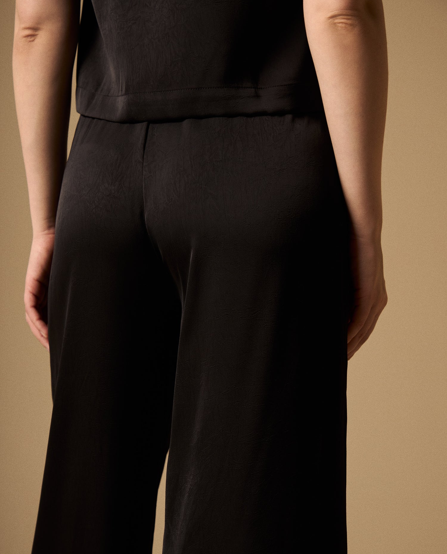 Pantalón Wide Leg con Cordón Ajustable - Negro