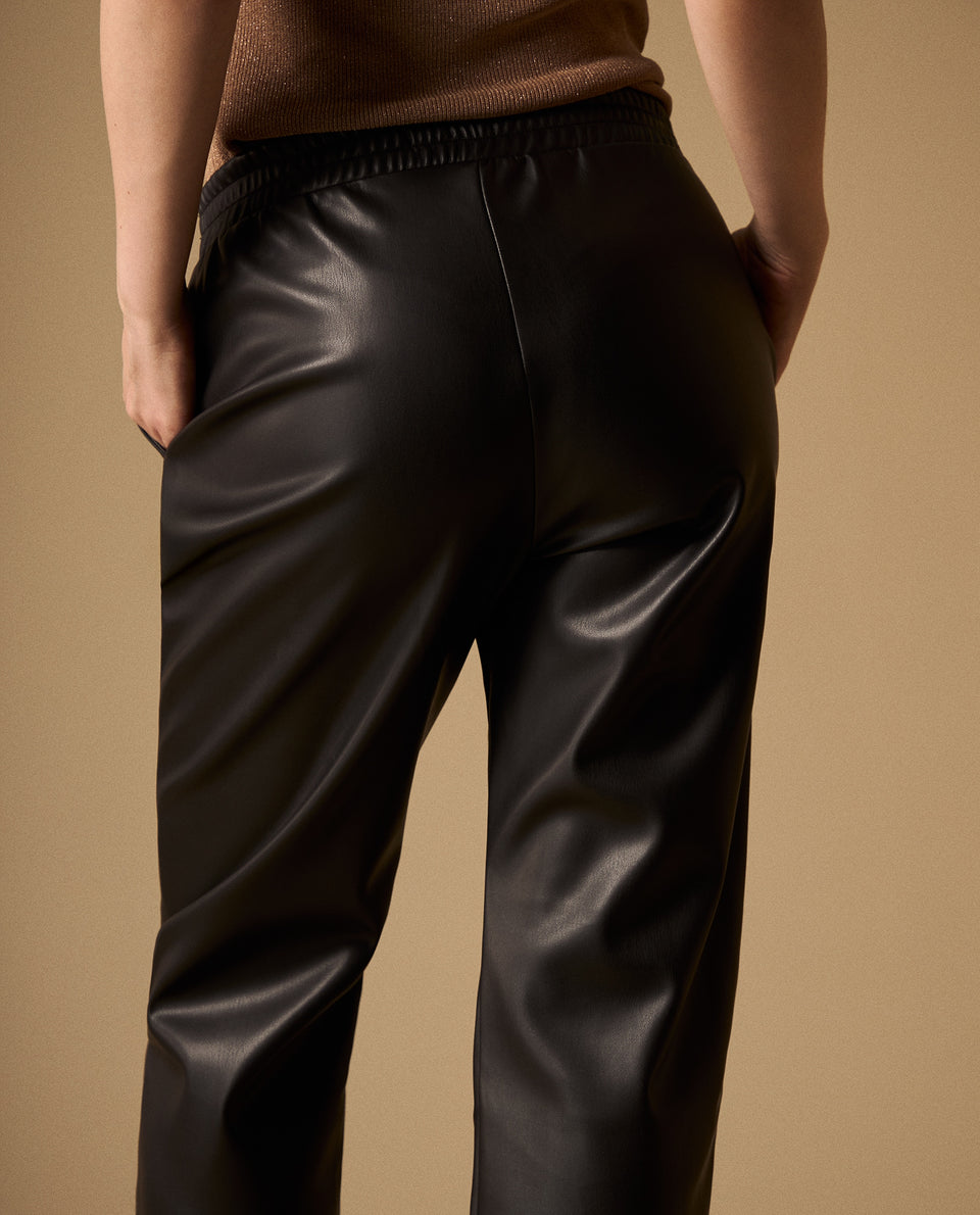 Pantalón Negro con Acabado Brillante y Cordón - Negro 34_639G014_NEG190303_6