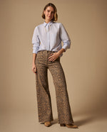 Jean Wide Leg Estampado Leopardo - Beige