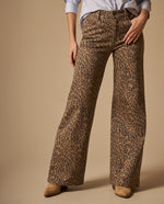 Jean Wide Leg Estampado Leopardo - Beige