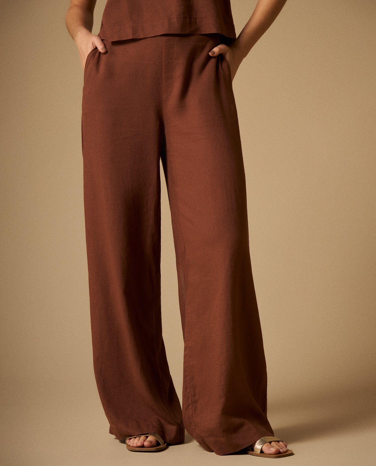 Pantalón Wide Leg en Café Visón - Café