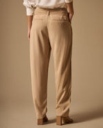 Pantalón Beige Tiro Alto con Cinturón - Beige