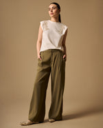 Pantalón Wide Leg Verde con Cordón Ajustable - Verde