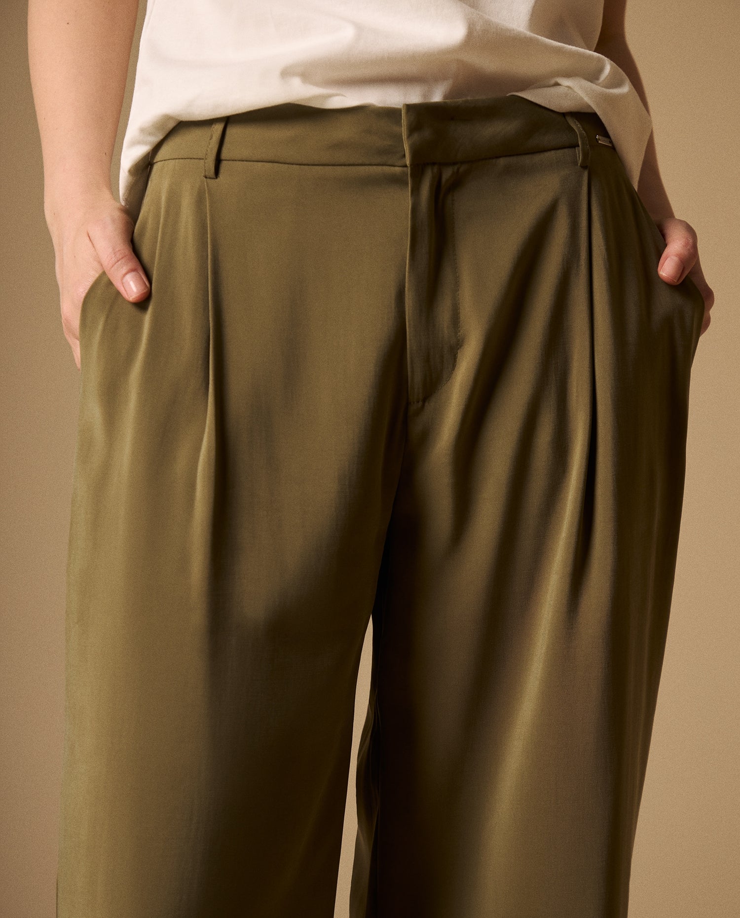 Pantalón Wide Leg Verde con Cordón Ajustable - Verde