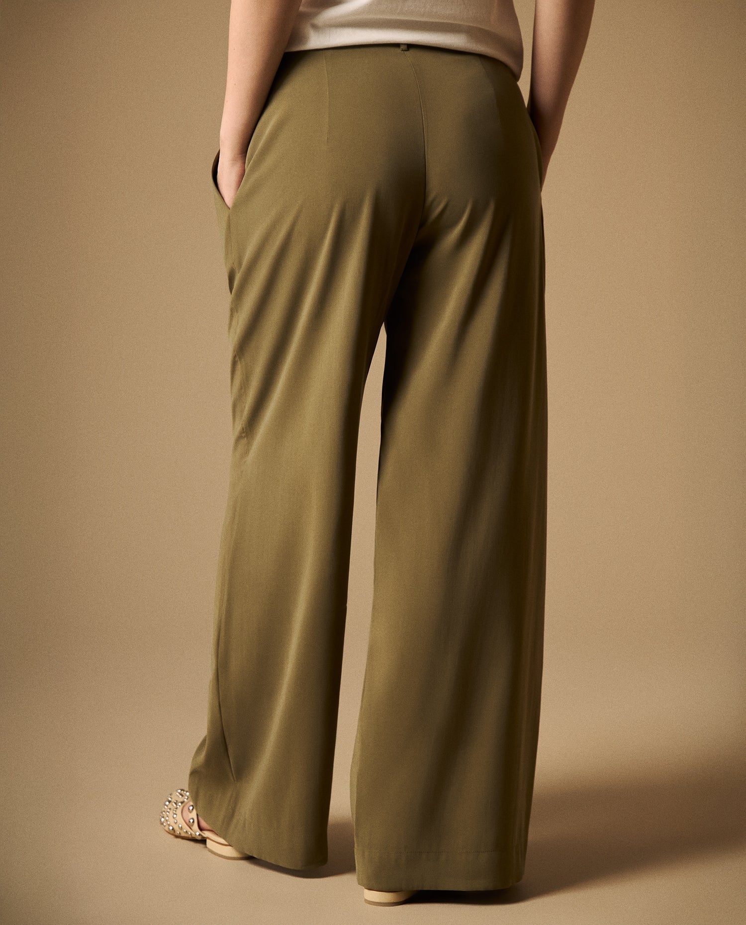 Pantalón Wide Leg Verde con Cordón Ajustable - Verde