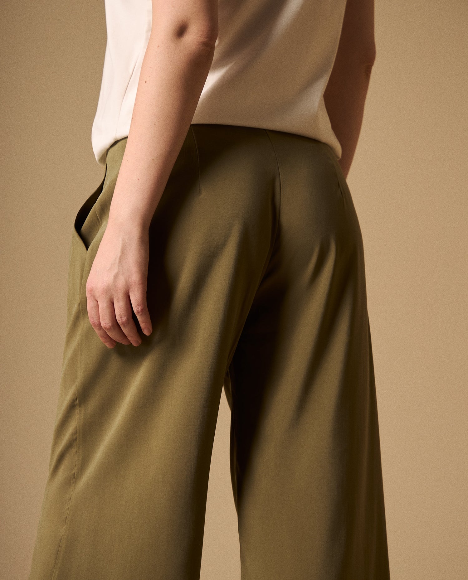 Pantalón Wide Leg Verde con Cordón Ajustable - Verde