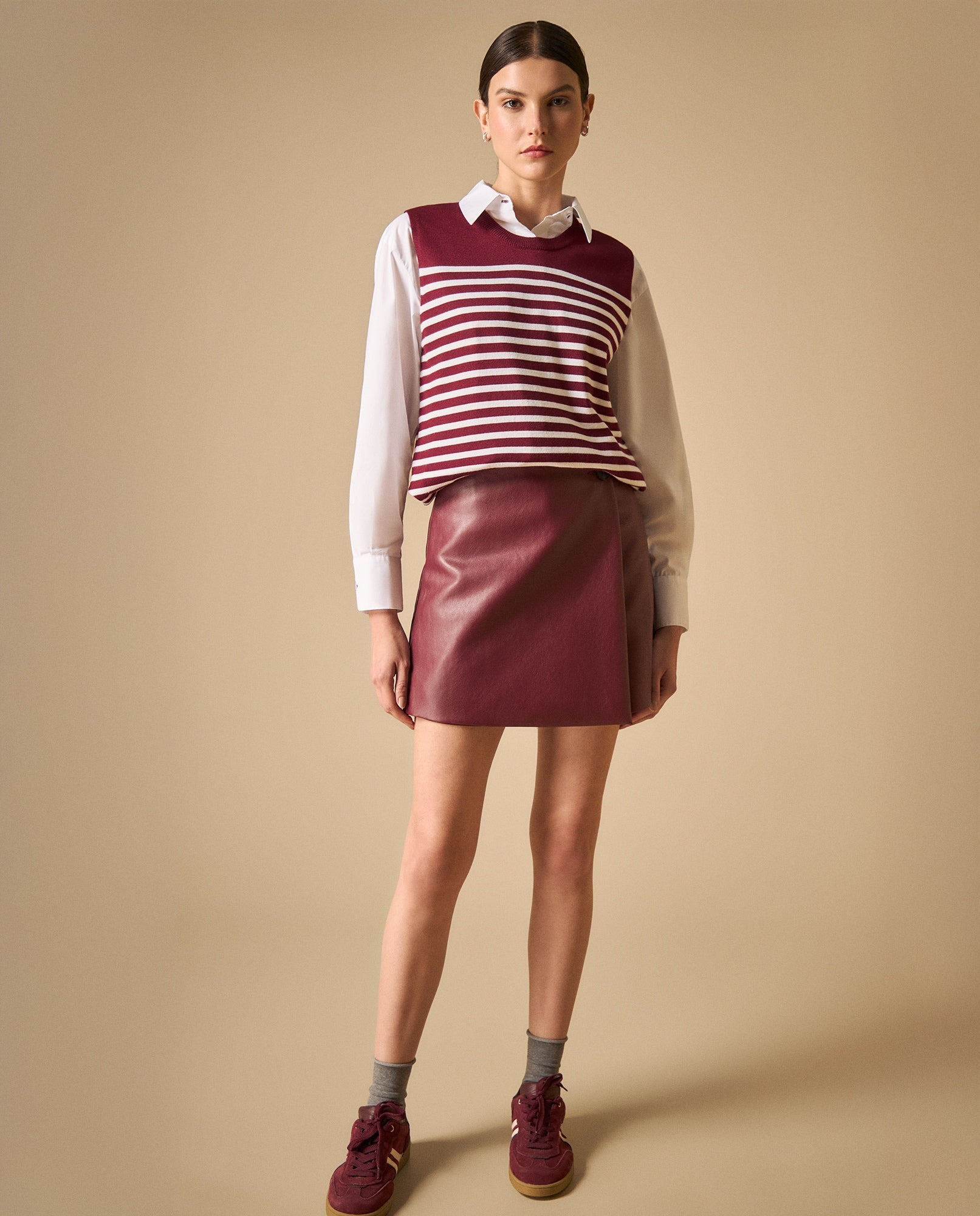 Falda midi tejida con silueta recta - Rojo 34_641H200_ROJ191617_0