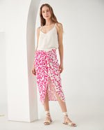 Falda midi estampada para mujer - Rosa