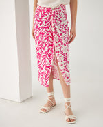 Falda midi estampada para mujer - Rosa