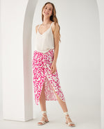 Falda midi estampada para mujer - Rosa