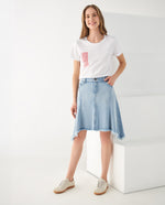 Falda corta en denim para mujer - Azul