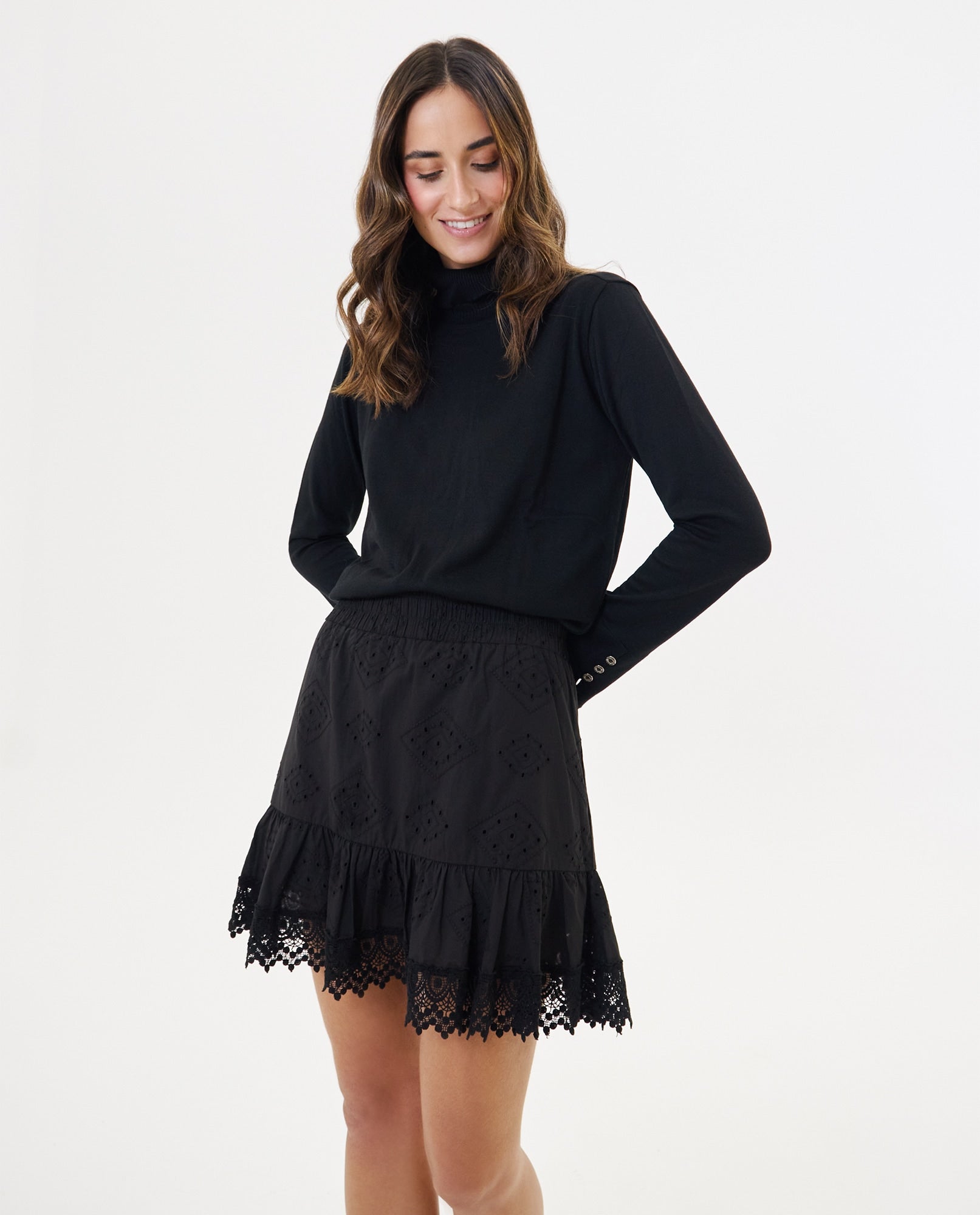Falda corta con boleros para mujer - Negro 34_642F069_NEG193713_0