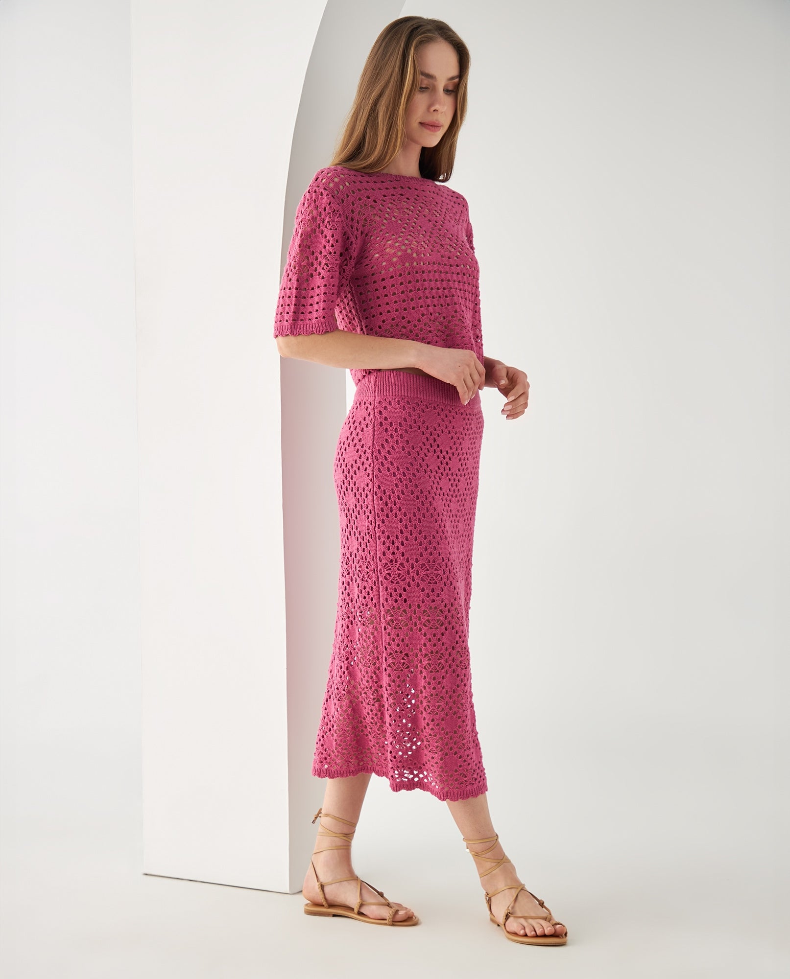Falda midi para mujer - Rosa 34_642F200_ROS152214_0