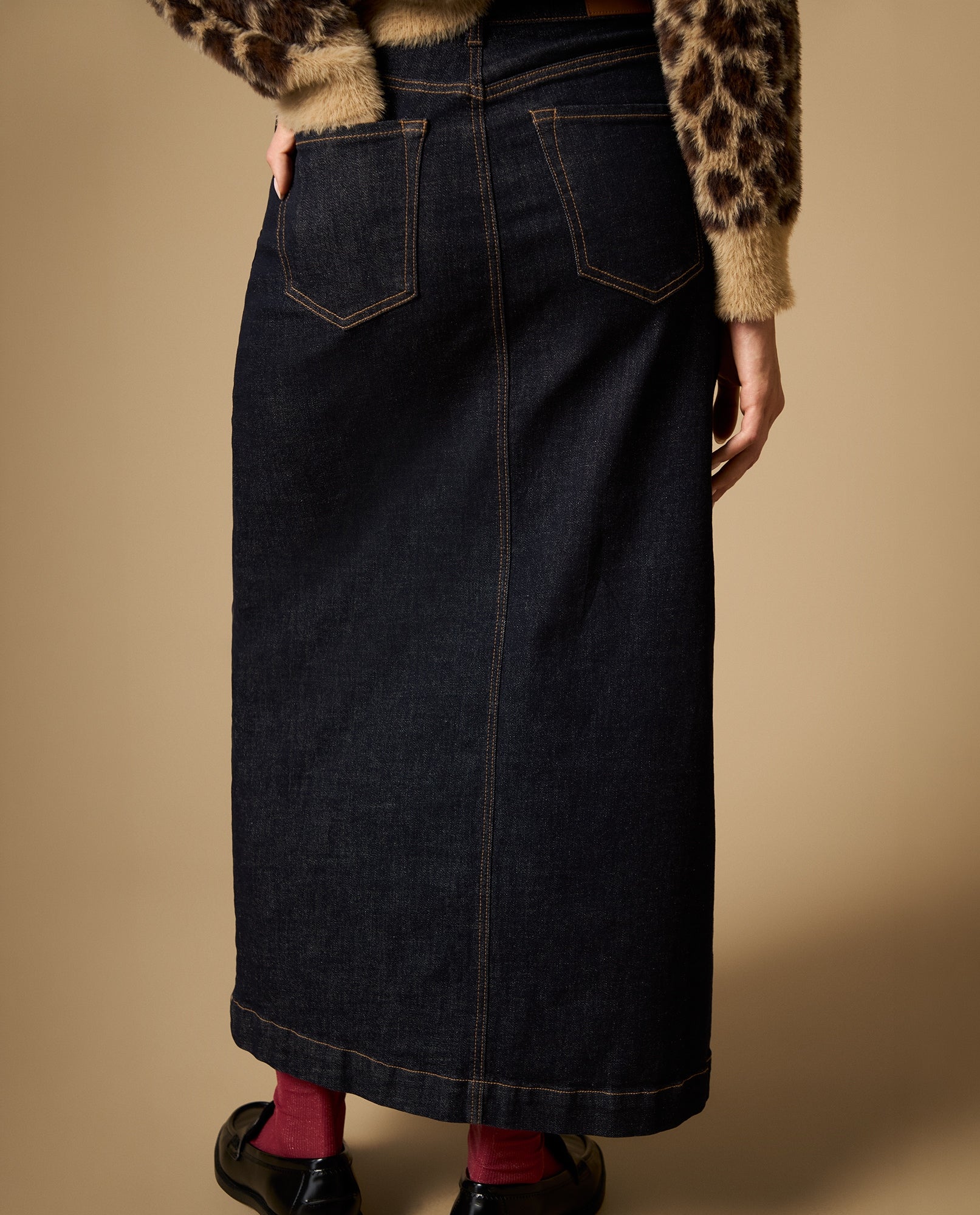 Falda larga denim línea A con abertura frontal - Azul 34_642H004_AZU193933_5