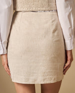 Falda línea A bordada con detalle en el borde - Beige