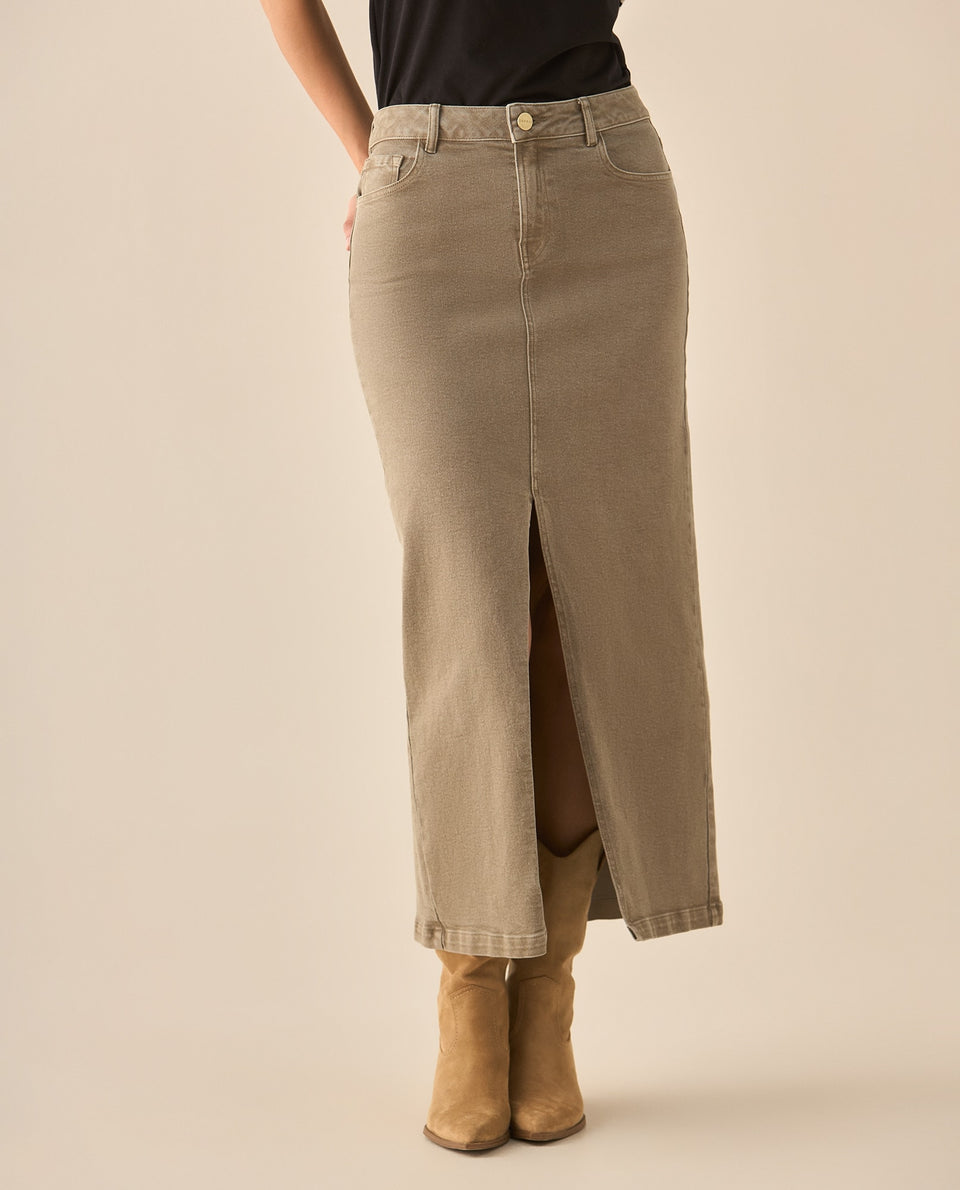 Falda larga cinco bolsillos para mujer - Gris 34_643G003_GRI171112_3