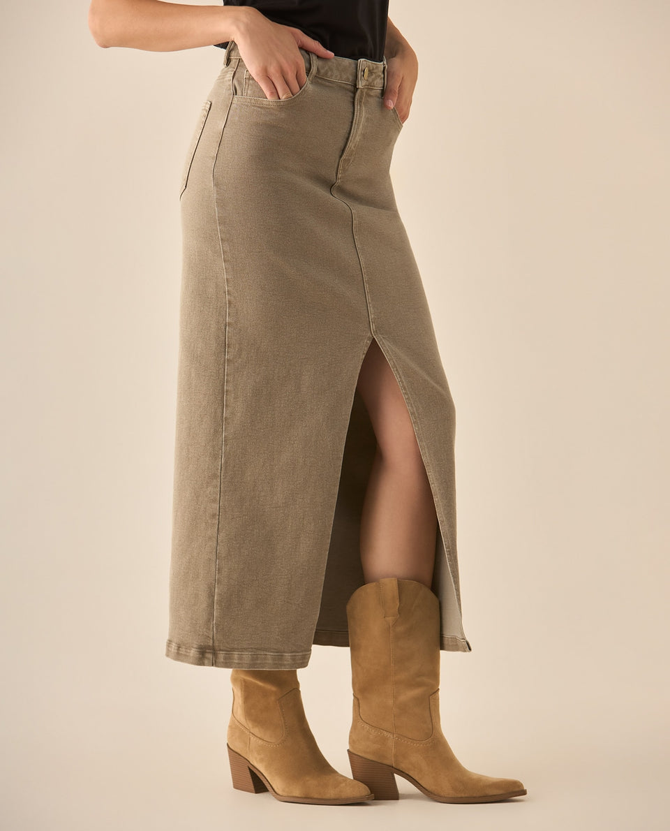 Falda larga cinco bolsillos para mujer - Gris 34_643G003_GRI171112_4