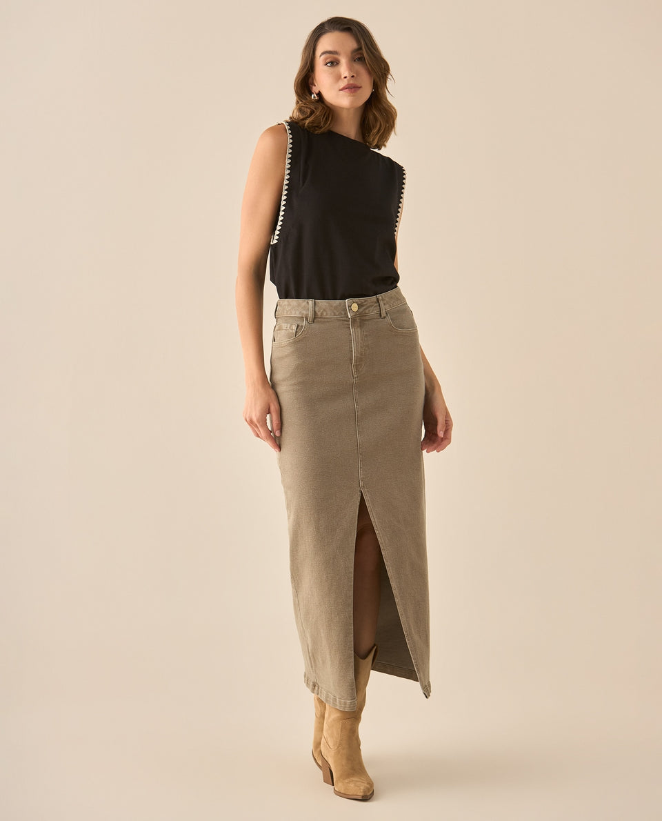 Falda larga cinco bolsillos para mujer - Gris 34_643G003_GRI171112_7