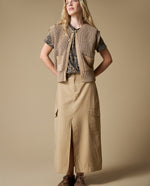 Falda larga recta con botones - Beige 34_643H010_BEI171022_0