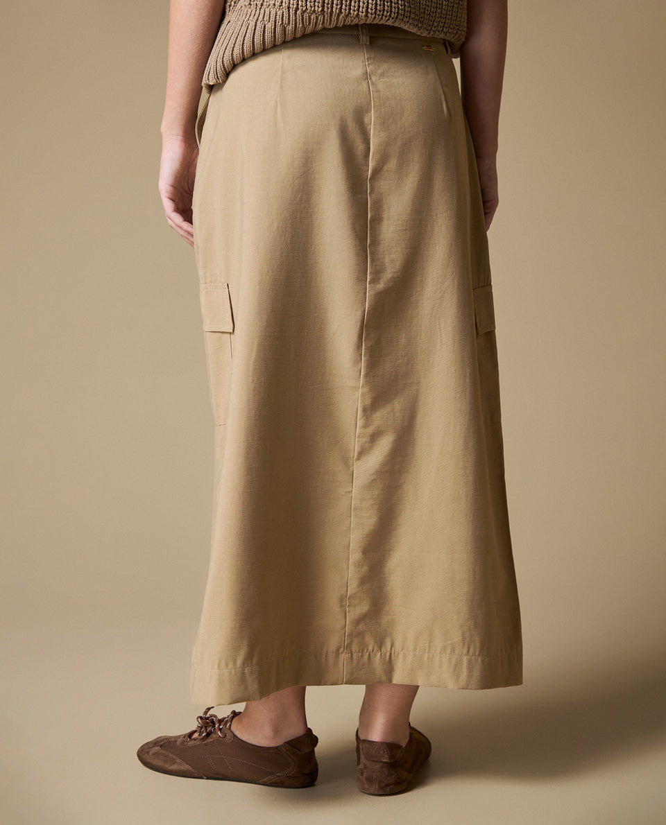 Falda larga recta con botones - Beige 34_643H010_BEI171022_5