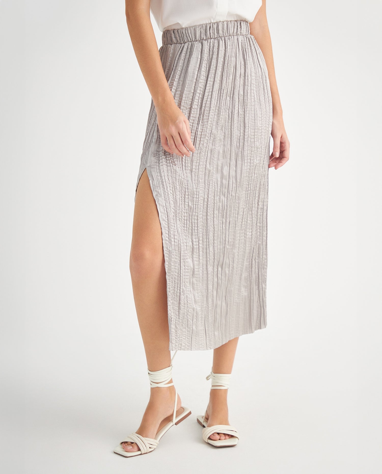 Falda con abertura en costado para mujer - Gris