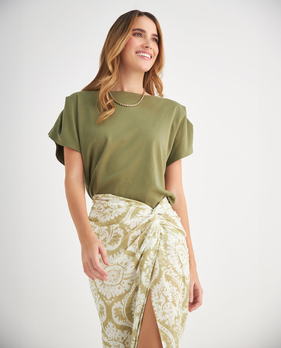 Falda con abertura en frente para mujer - Verde 34_649F004_VER170535_5