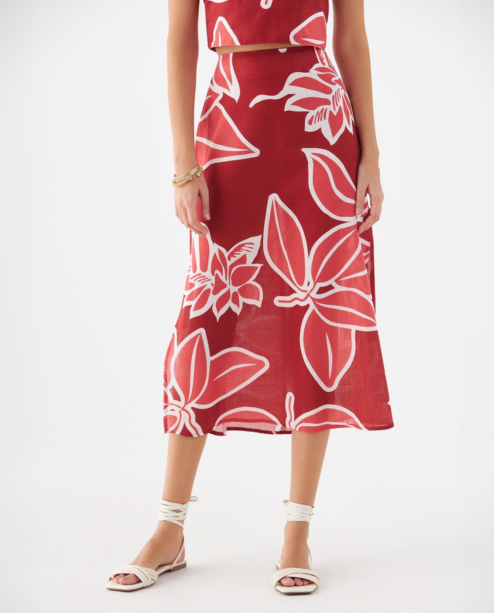 Falda con estampado de flores para mujer - Rosa 34_649F012_ROS171644_3