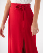Falda con lazo ajustable en cintura para mujer - Rojo