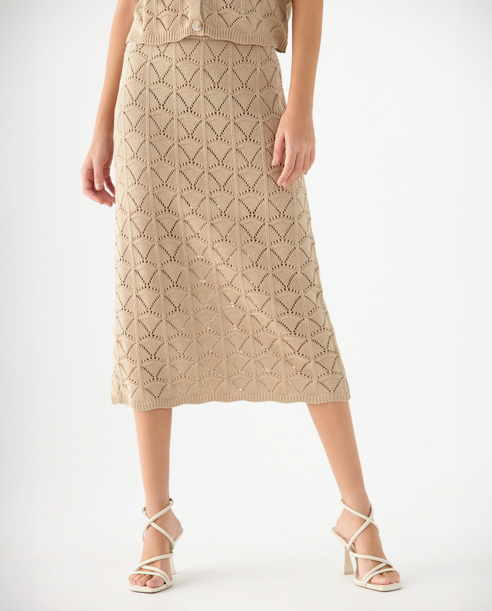 Falda larga tejida para mujer - Beige 34_649F201_BEI130607_3