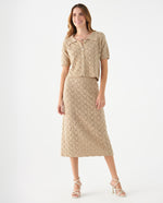 Falda larga tejida para mujer - Beige