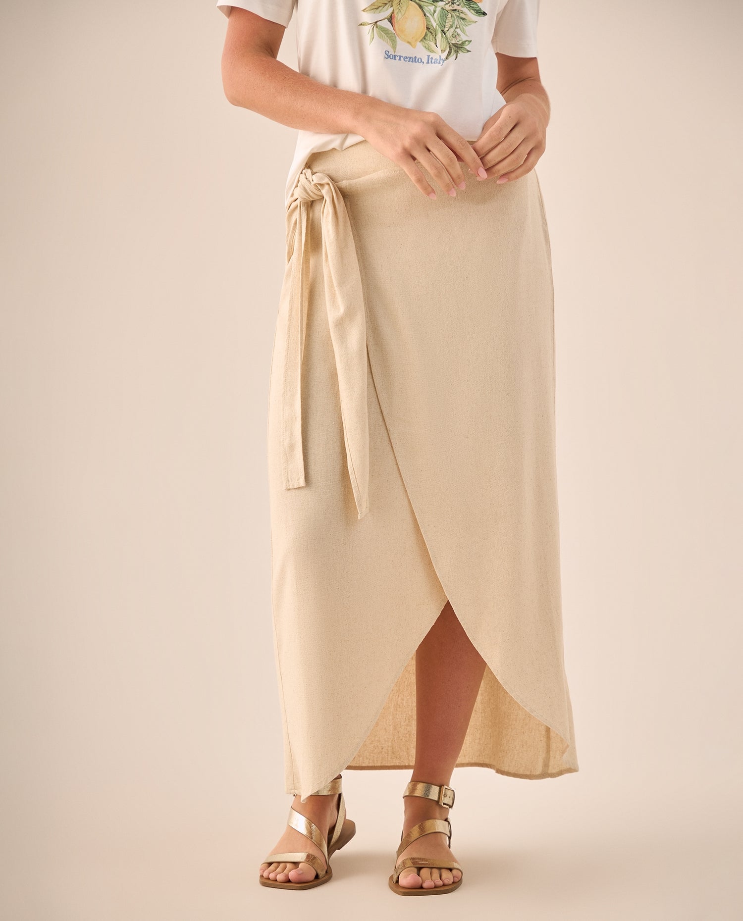 Falda Midi Wrap con Amarre Lateral - Blanco