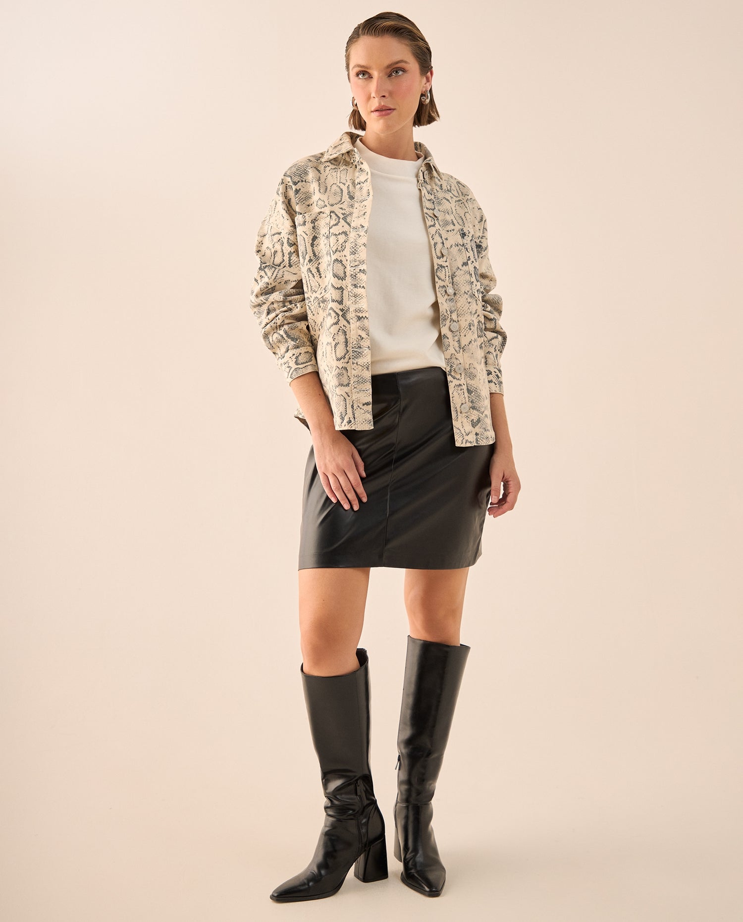 Falda midi tiro alto - Negro