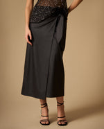 Falda Wrap Negra con Cintura Elástica - Negro